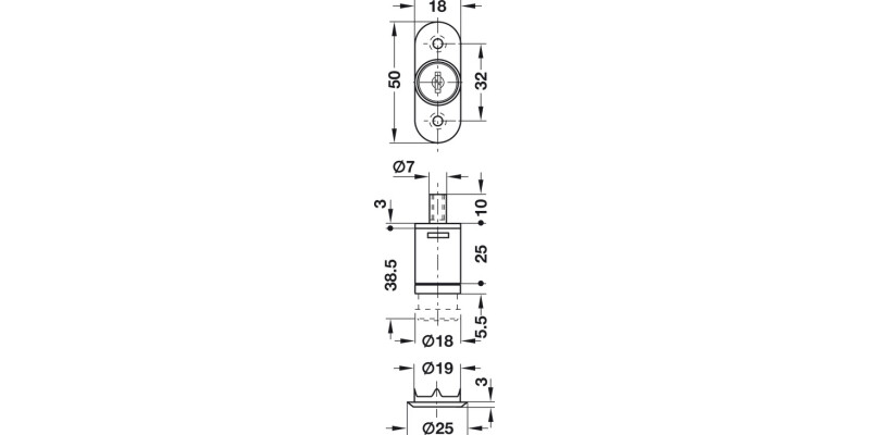 Econo PushButton Cyl Sld Dr Lock D18 KD
