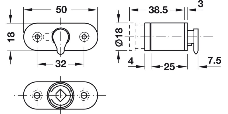 Symo3000 PushButton Push+Turn 25mm B NP