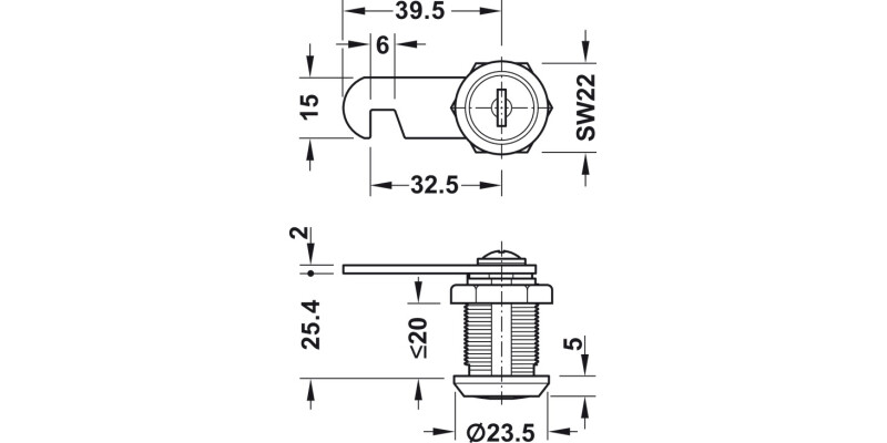 Econo Cam Lock Hk Cam 90D B 23.5/20mm KA