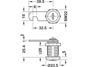 Econo Cam Lock Hk Cam 90D B 23.5/20mm KA