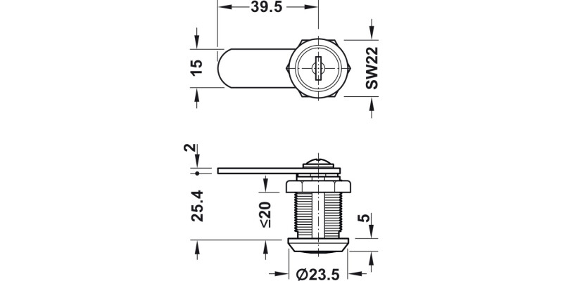 Econo Cam Lock St Cam 90D B 23.5/20mm KA