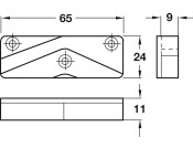 Anti-tilt Device RH w 3 Holes Pl Blk