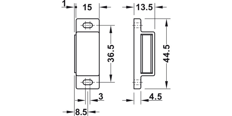 Magnetic Catch 4-5kg SF St/Pl Blk