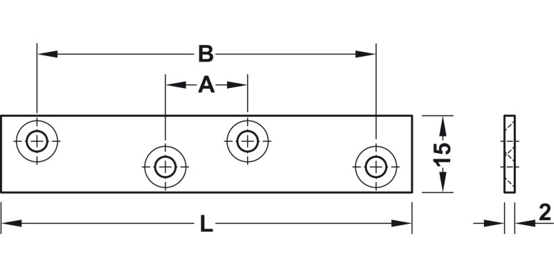 Connect Plt SF 4 Holes 15x60mm St Glv