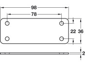 Connecting Plate 4Hole 98x36x2mm St BZP