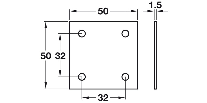 Connecting Plate 4 Hole 50x50x1.5mm St