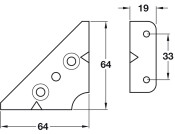Corner Gusset 65x65x19x1mm Mild SZP