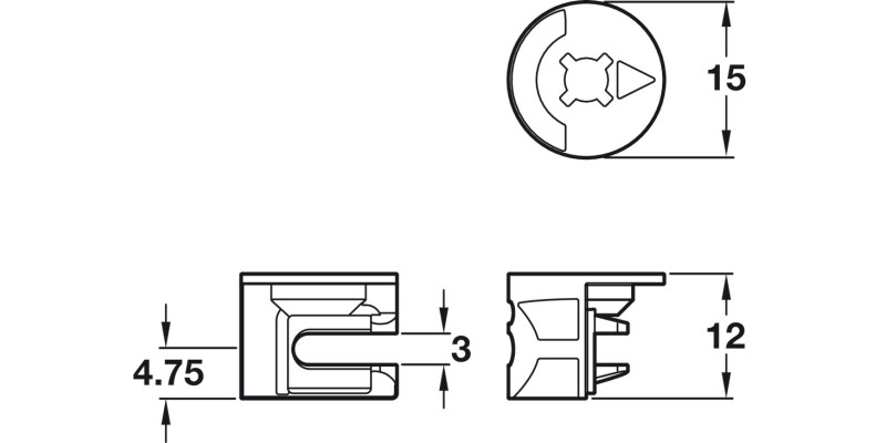 Minifix 16 Housing 15mm wo Rim Bright