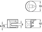 Minifix 16 Housing 15mm wo Rim Bright
