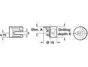 Minifix 16 Housing 15mm wo Rim Bright