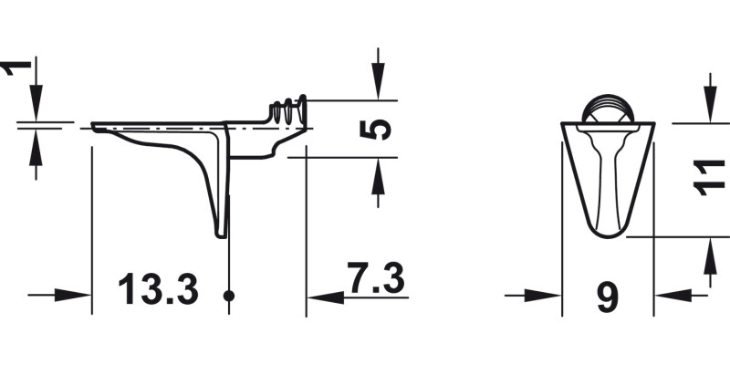 Shelf Support D5mm w Twin Plug ZA Blk
