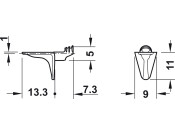 Shelf Support D5mm w Twin Plug ZA Blk