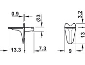 Shelf Support D3mm Plug ZA Blk