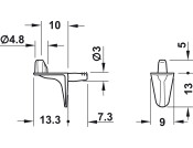 Shelf Support D3mm w Lug Plug ZA Black