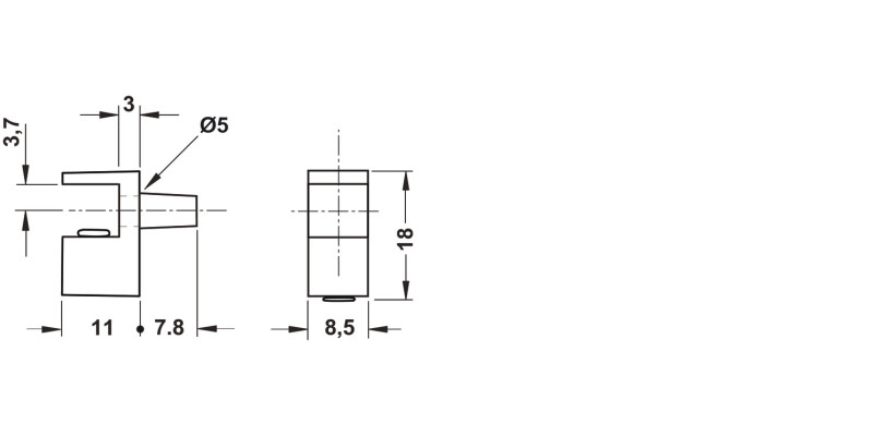 Grace Gls Shelf Support D5mm 8mm Blk