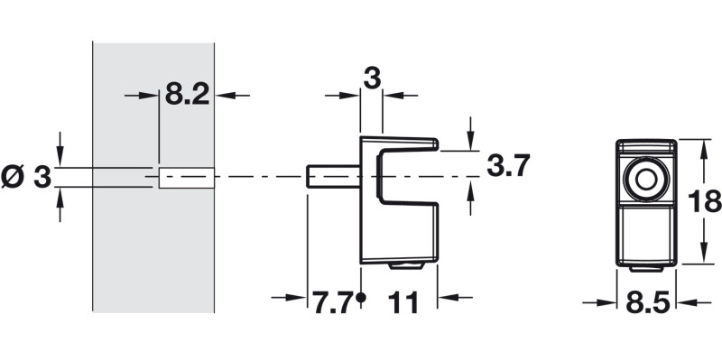 Grace Gls Shelf Support D3mm 5-6mm PC