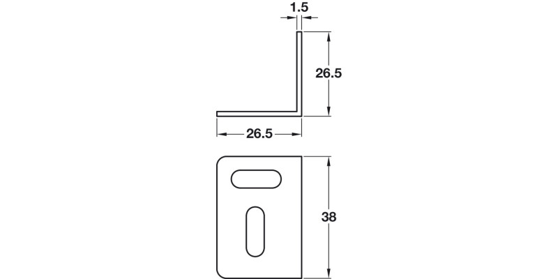 Angled Bracket 26.5x26.5x38mm St Glv