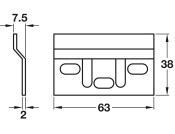 Cabinet Hanger Wall Plt 63x2x7.5mm B.St