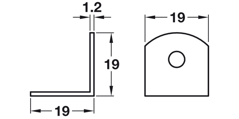 Angled Bracket 19x19x19mm St BZP