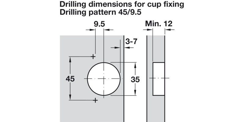 M310 155D Hinge Qck FO 45/9.5 w SC Blk