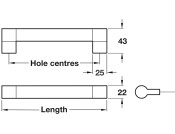 Chelsea Bar Hdl ZA/SSE D22mm 128mm cc