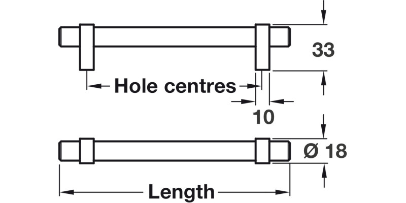 Pimlico Bar Hdl St/ZA SSE D18x224mm cc