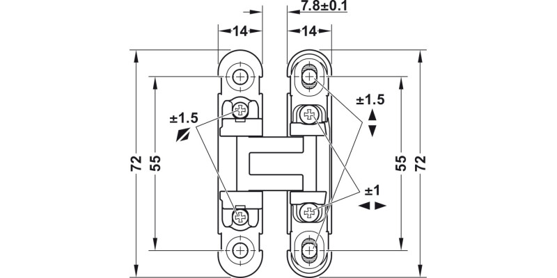 180D 3D Con Cabinet Hinge ZA/Pl MCP/Gry