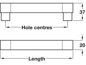 Domino Bar Hdl ZA Pol Chr/Blk 160mm cc