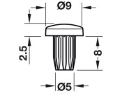 Door Buffer D5x2.5mm Plug-in Pl Mt.Brw