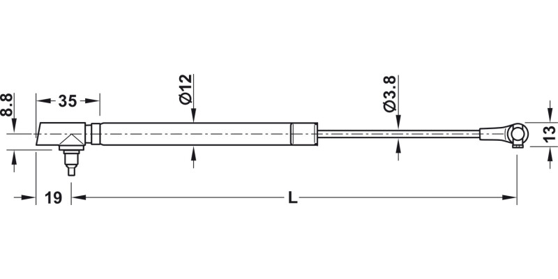 K12 Adj DropDown Flap Stay 244mm Slv/Gry