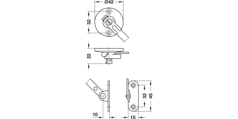 Economy Flap Stay 225mm UH St NP/Pl Wht
