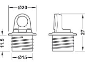K12 Door Bracket PlugIn D15mm ZA NP