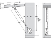 K12 Adj Auto Lid Stay 355mm 60N Slv/Gry