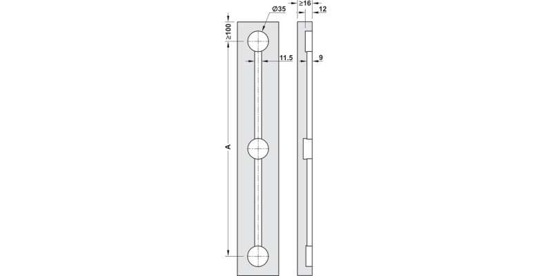 Straight Fitt f Wood Dr Max 2650mm Gry