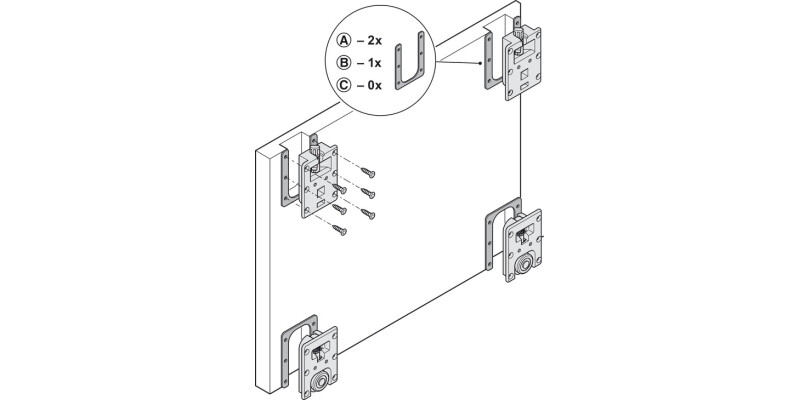Slido F-Flush52 20A FitSet 2Dr 450mm Slv