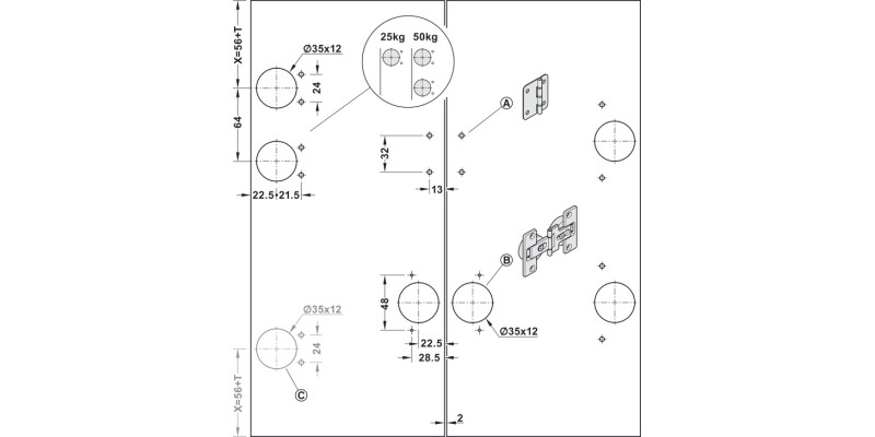 Slido F-Fold61 25A Std Hinge wo Cov LH