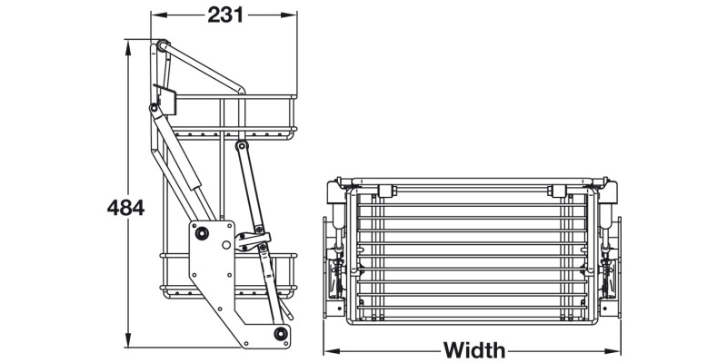 Wire Pull Down Shelf 2-Tier Gas 500mm CP