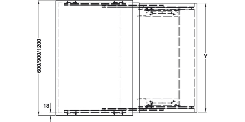 OPLA FOLDING PO W/T w Shelf 220/600mm