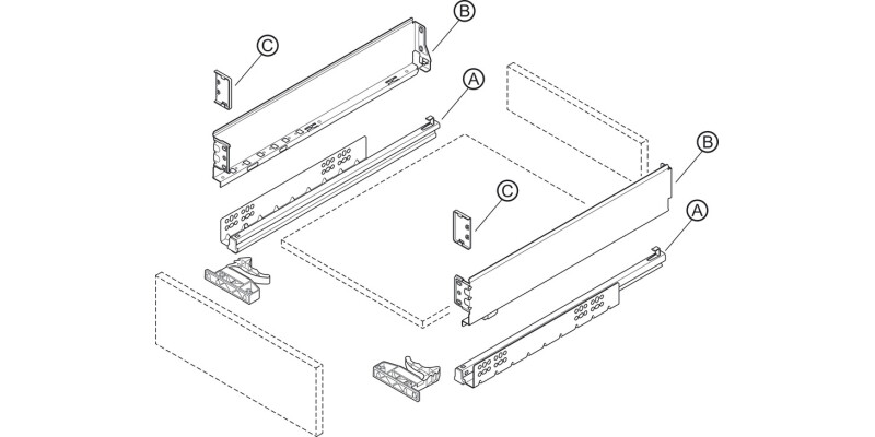 MX Std Sgl Drw Sides 80/300mm St Wht
