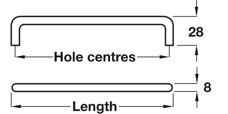 D Pull Hdl Steel White D8mm 128mm cc