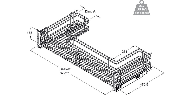 PO Undersink Wire Basket Set 900mm SCP