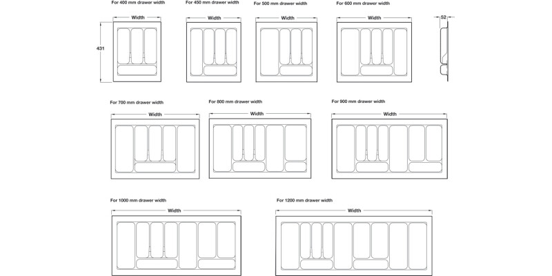 Cutlery Ins for MXA 431/450mm Pl Gry