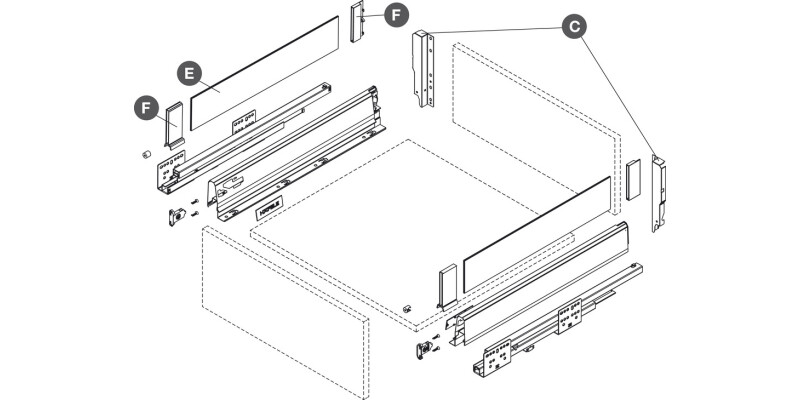 MXS Glass Side Panel 450mm H111mm Frost