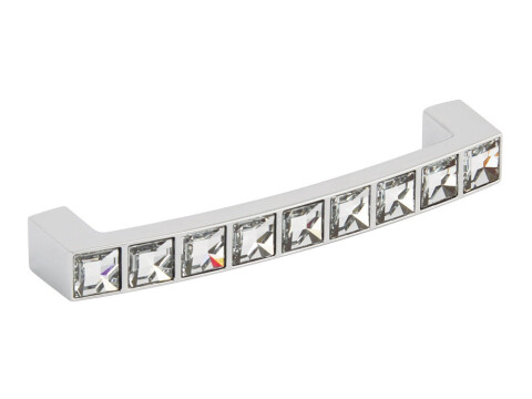 D Pull Handle, Zinc Alloy, Fixing Centres 96-128 mm, Crystal