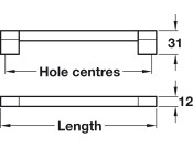 Lydiate Bar Hdl BSS/ZA PC D12mm 192mm cc