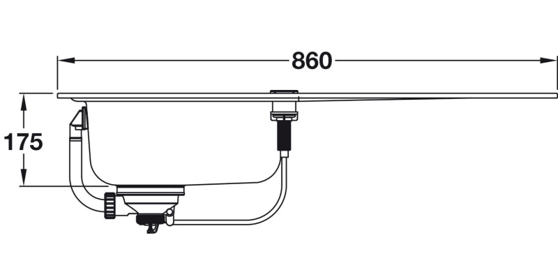 Grohe K200 860mm 1.0B UH Sink/Drain SS