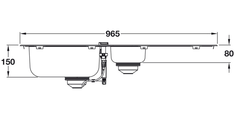 Grohe K200 965mm 1.5B UH Sink/Drain SS
