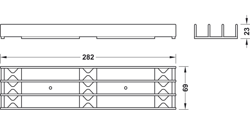 Cable Guide 282x69mm Horizontal Pl Blk