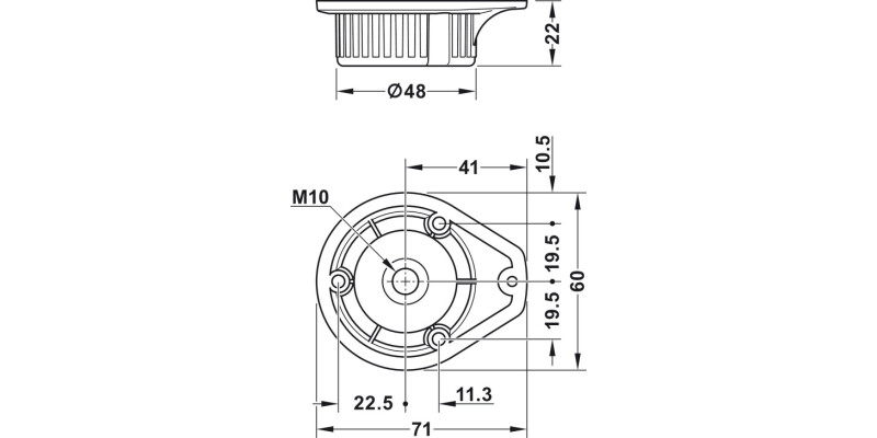 AXILO 48 Plinth Leg Top Sec Rnd w Lug SF