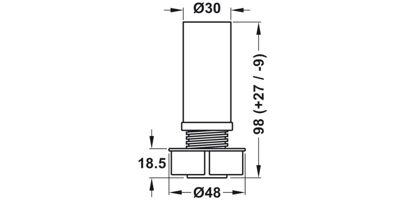 Plinth Foot+Shaft 100mm Pl Blk